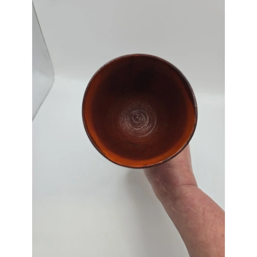 Decorative Hand Carved Design Unique Wooden Wood Wine Drink Cup Goblet 7 1/2